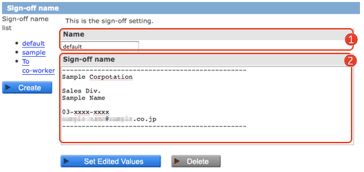 sign-off name