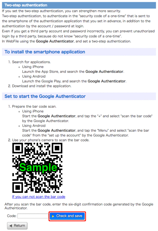 Two-step authentication:Turn valid