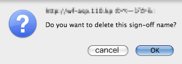 the message of deleing sign-off name