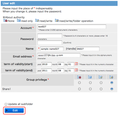 user management:edit