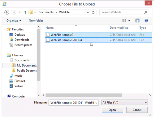 About about upload file selection.