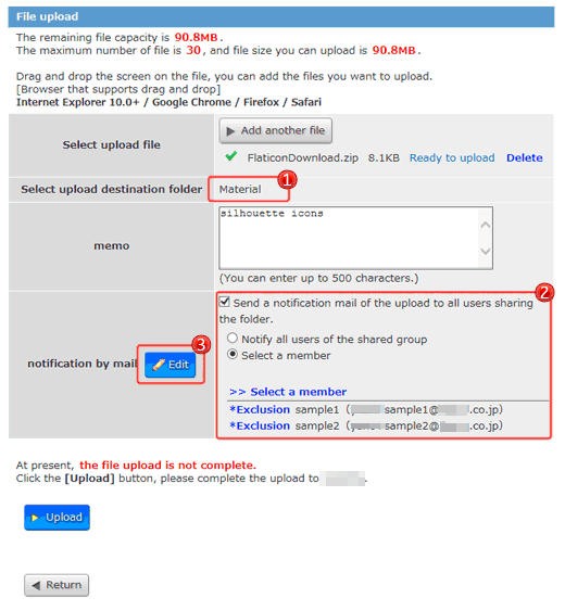 About uploading shared folder.