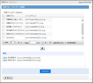 共有グループメンバー一覧